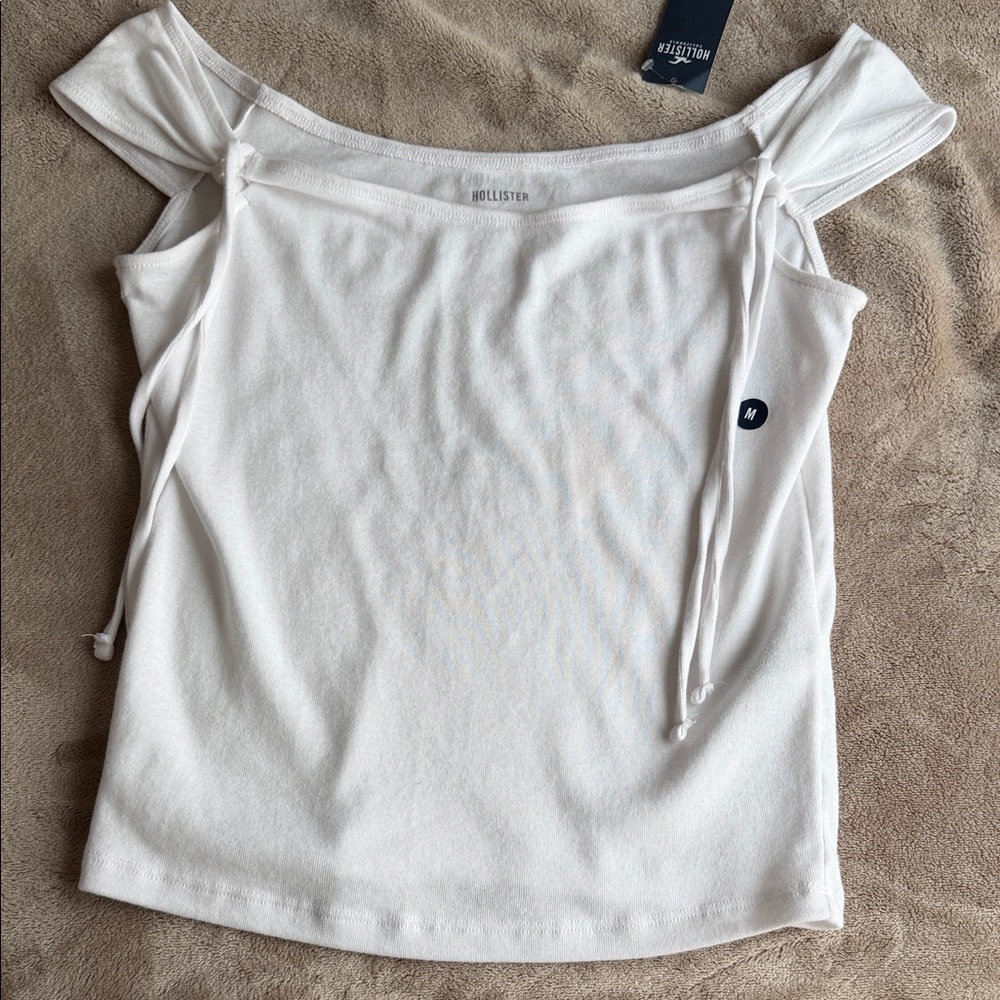 Hollister White Tie-Shoulder Blouse